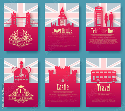 Set of England country ornament illustration concept. Art traditional, poster, book, poster, abstract, ottoman motifs, element. Vector decorative ethnic greeting card or invitation  design