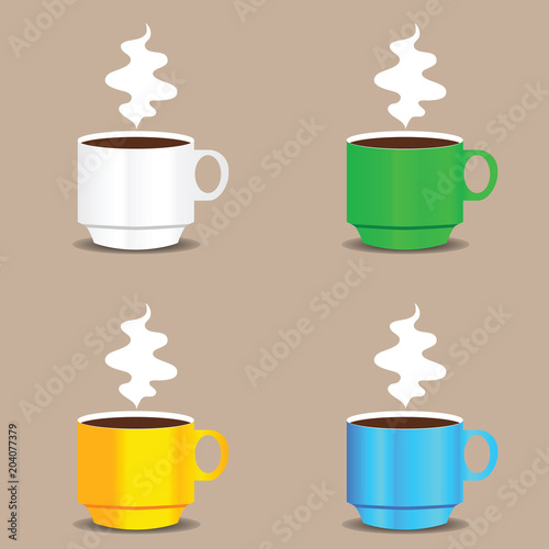 coffee cup in four color vector illustration