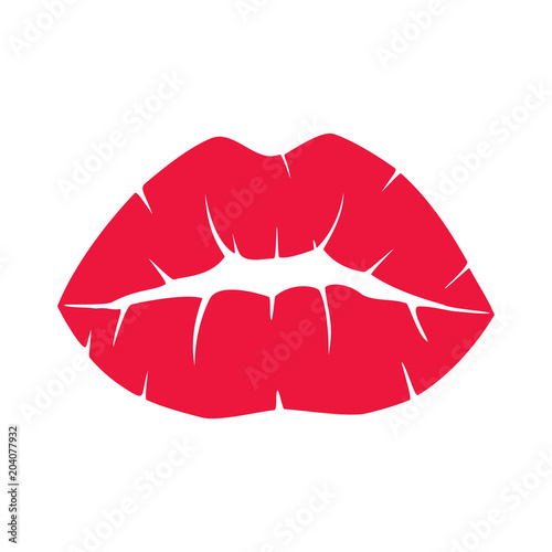 Imprint of kiss. Beauty logo. Abstract concept, icon. Vector illustration on white background.