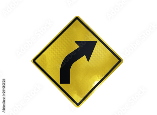 Free Download yellow Traffic Signs” right curve “ isolated at on white background of file with Clipping Path . - GFXLoad