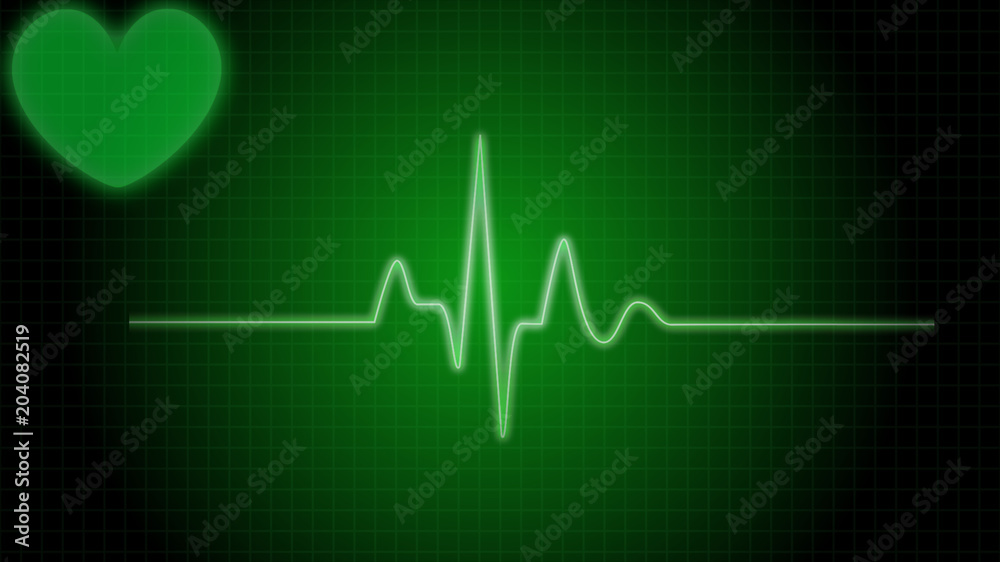 Animation Cardiogram and Pulsing Heart on a Black background. animation  graphics ECG heart. Health Concept Stock Illustration | Adobe Stock