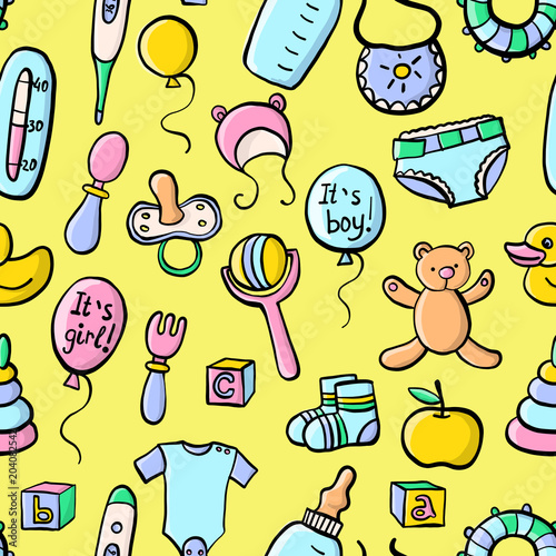 newborn vector seamless pattern