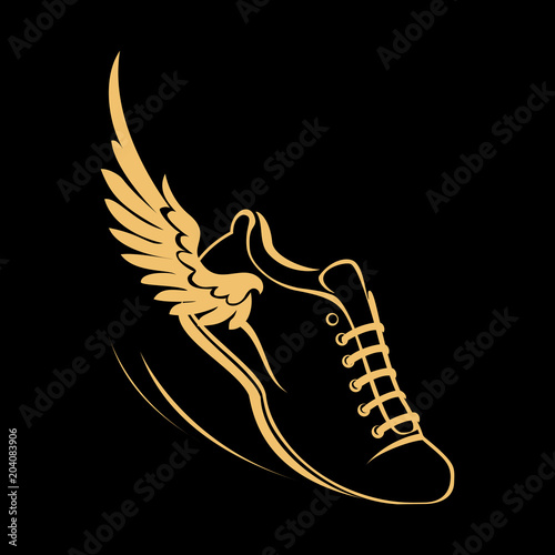 Sports shoes for running, running shoe with a wing. Graphic