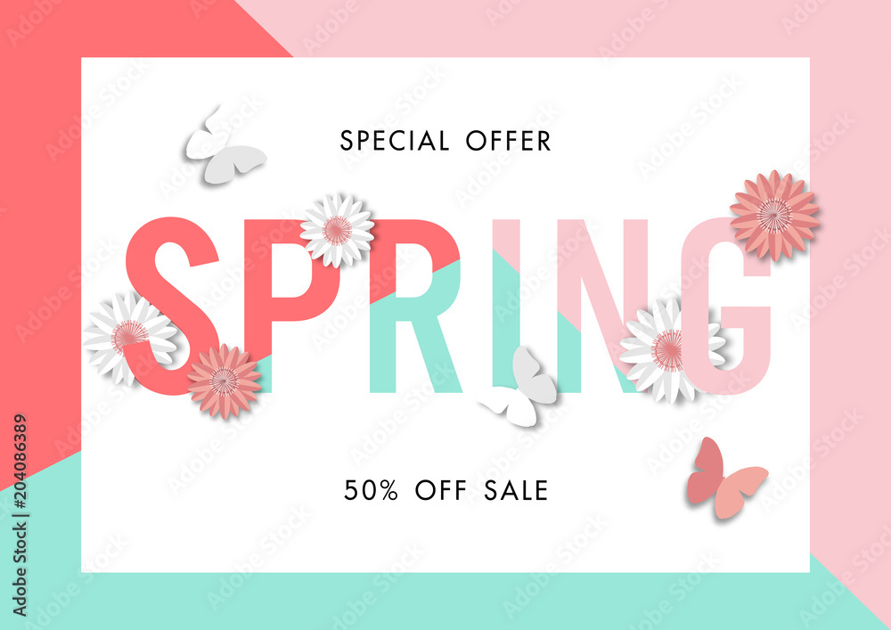 Spring sale background with beautiful flower, vector illustration template Spring sale background with beautiful flower, vector illustration template