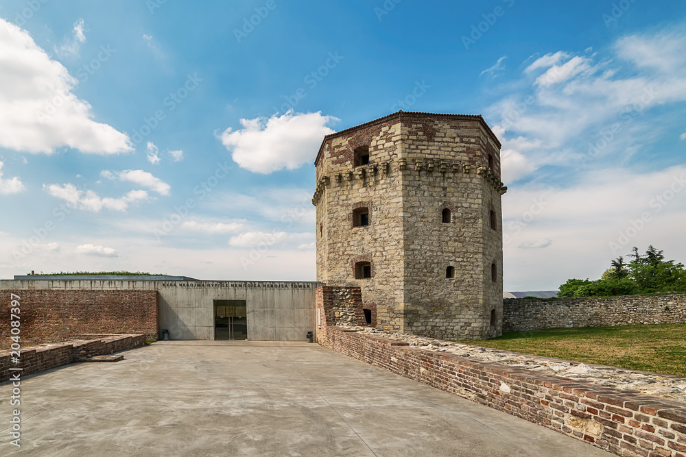 Belgrade, Serbia April 24, 2018: Nebojsa Tower in Belgrade.  Artillery canon fortress from medieval times now museum in Belgrade, Serbia.