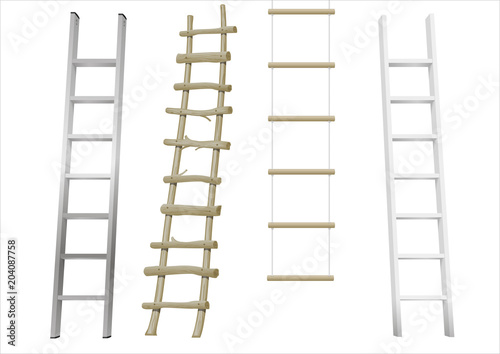 Set of different ladders