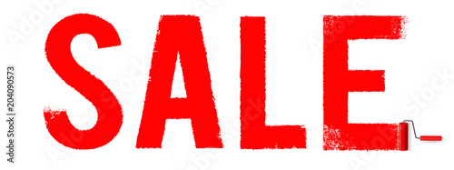 Sale Typo Anstrich rot mit Farbroller - Banner 
