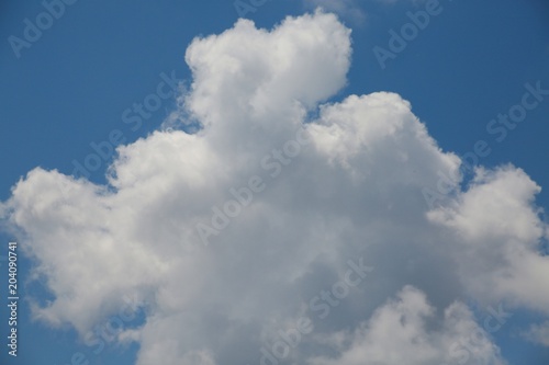 Fluffy Billowy Cumulus Clouds in the Blue Summer Sky in Florida