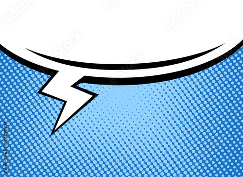 Abstract creative comic pop art style speech bulb on retro dot blue background design, stock vector illustration