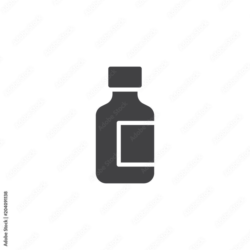 Medicine bottle vector icon. filled flat sign for mobile concept and web design. Cough medical syrup simple solid icon. Symbol, logo illustration. Pixel perfect vector graphics Medicine bottle vector icon. filled flat sign for mobile concept and web design. Cough medical syrup simple solid icon. Symbol, logo illustration. Pixel perfect vector graphics