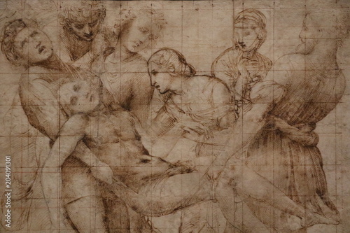“Central Group of Entombment”. Oeuvre de Raffael, 1507 photo