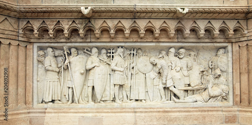 Budapest, Hungary - 17 April 2018: Monument to Saint Istvan I.