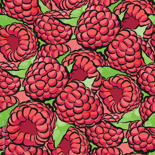 seamless pattern of raspberries