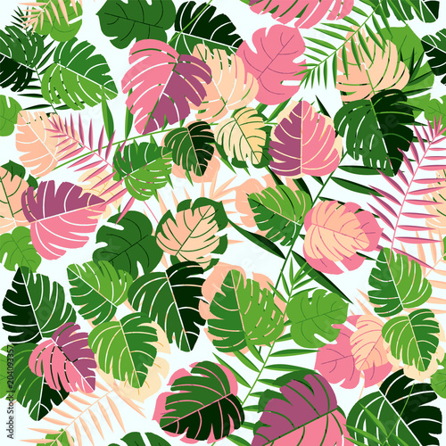 Tropical summer leaf seamless pattern art