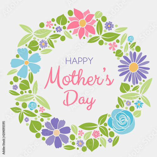 Cute hand drawn poster with wishes for Mother's Day. Vector.