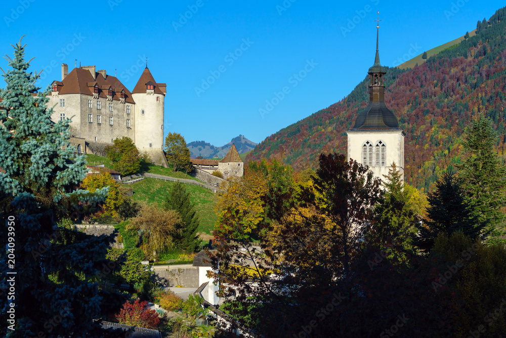 The medieval castle of Gruyeres, Switzerland