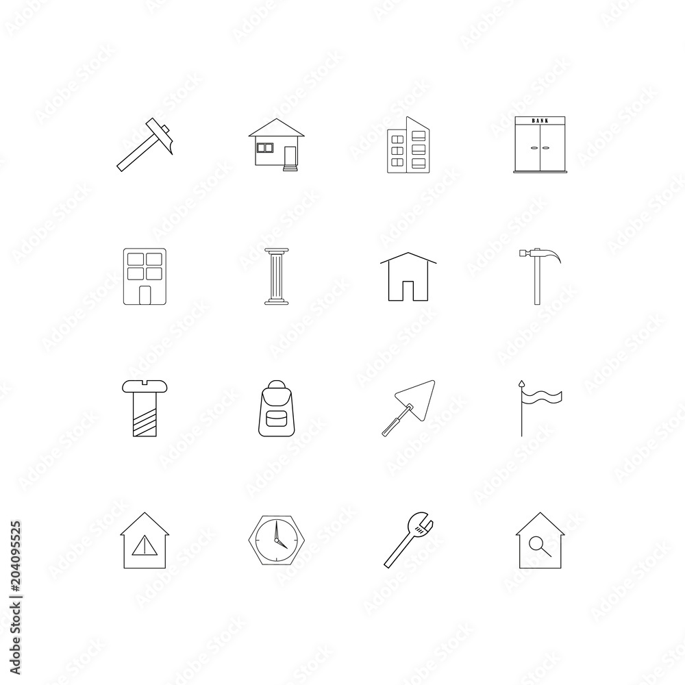 Buildings And Constructions linear thin icons set. Outlined simple vector icons Buildings And Constructions linear thin icons set. Outlined simple vector icons