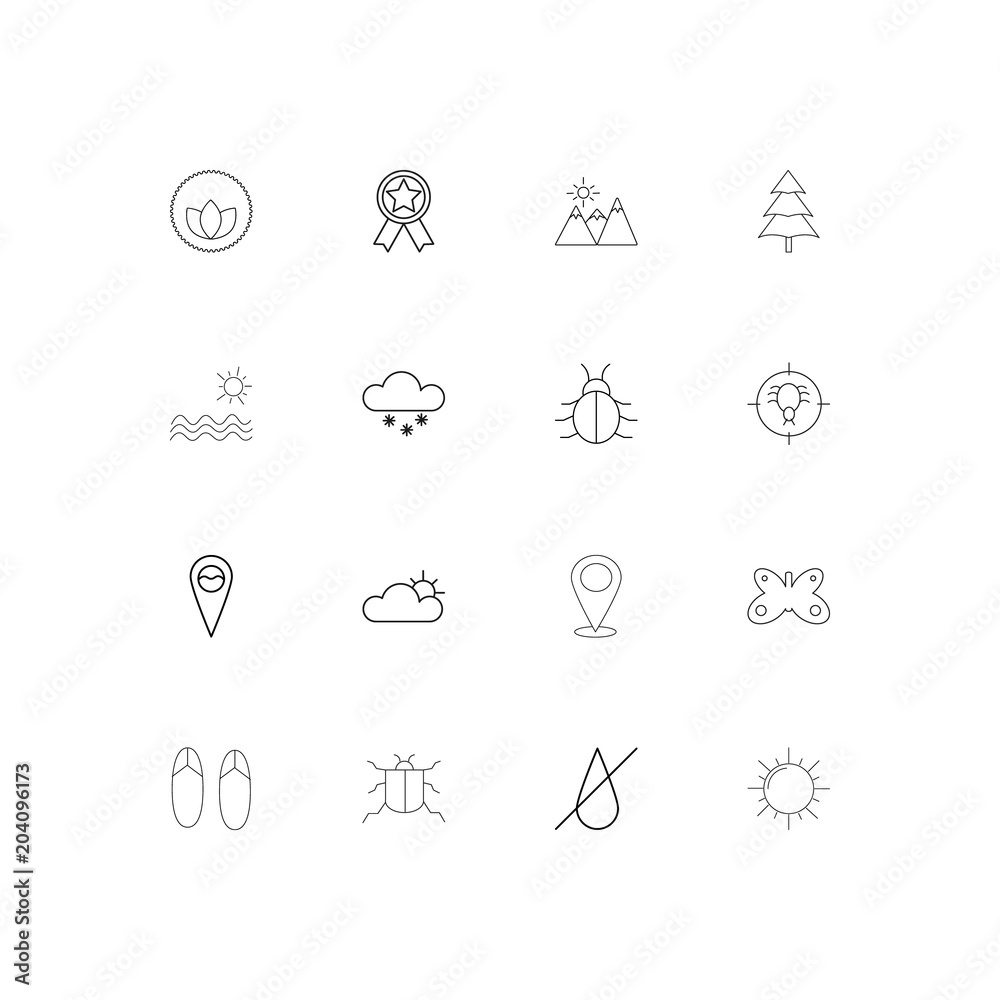 Nature linear thin icons set. Outlined simple vector icons Nature linear thin icons set. Outlined simple vector icons