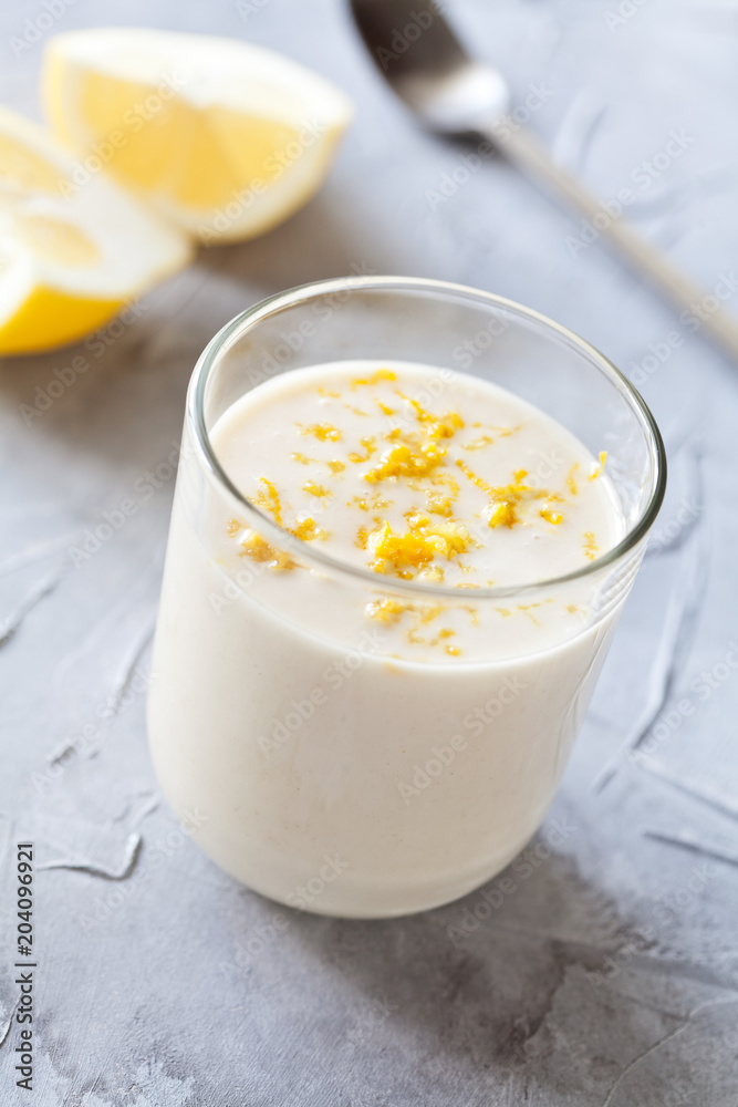 Glass Of Homemade Lemon Panna Cotta Glass Of Homemade Lemon Panna Cotta
