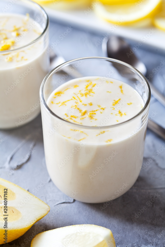Couple Of Glasses Of Lemon Panna Cotta Couple Of Glasses Of Lemon Panna Cotta