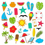 Collection of summer icons. Vector.