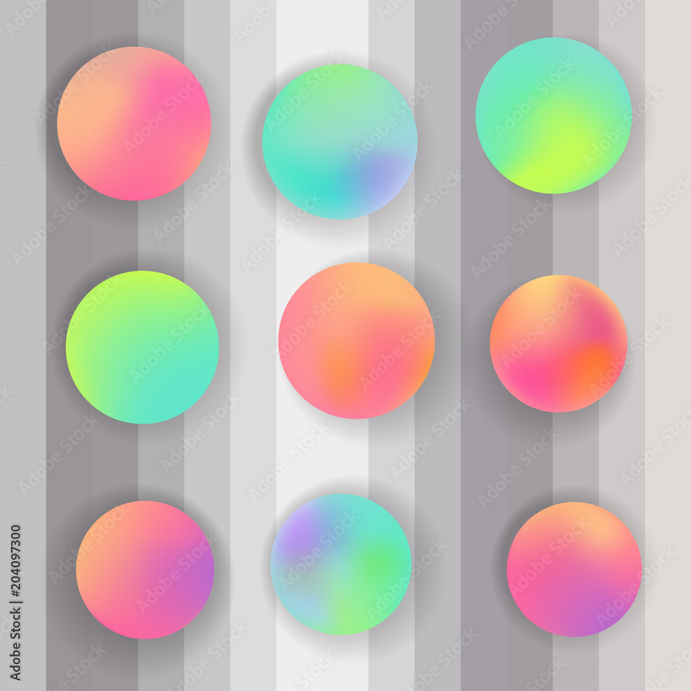 Round gradient set with modern abstract backgrounds.