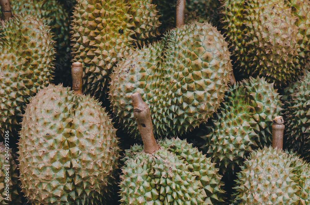 Kanyao Durian on background on the shelf to be displayed to the buyer Kanyao Durian on background on the shelf to be displayed to the buyer