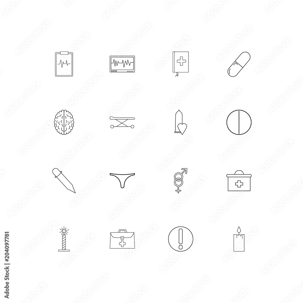 Healthcare And Medical linear thin icons set. Outlined simple vector icons