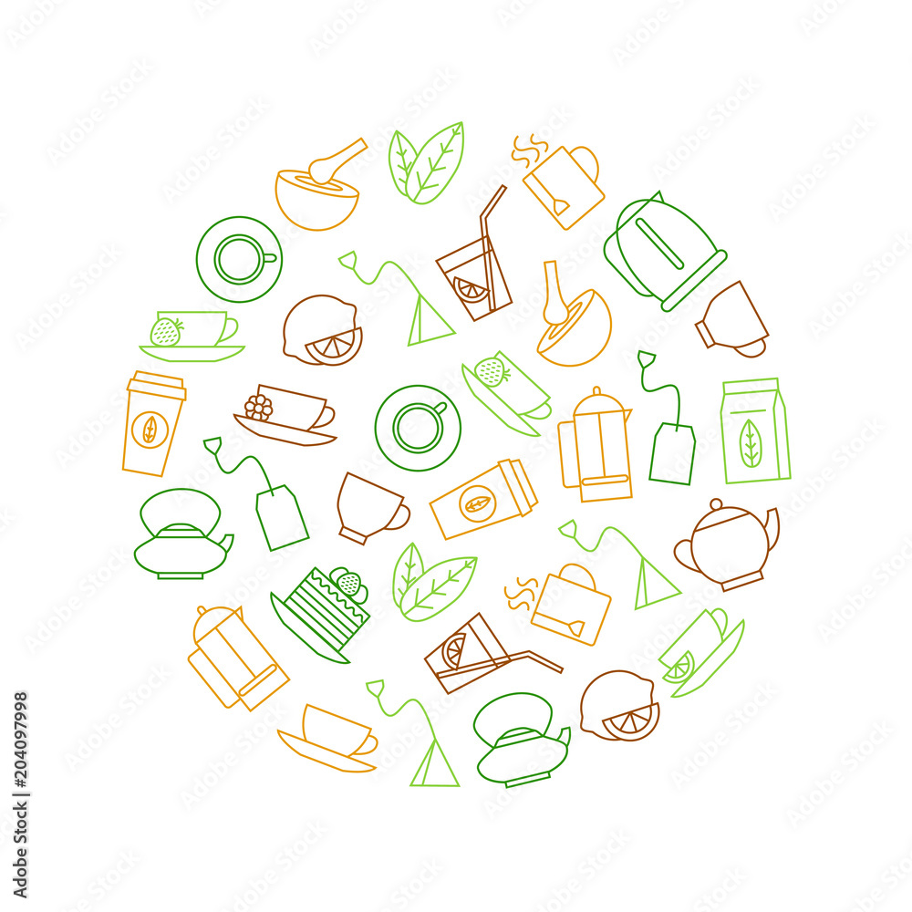 Tea Related Round Design Template. Vector Tea Related Round Design Template. Vector