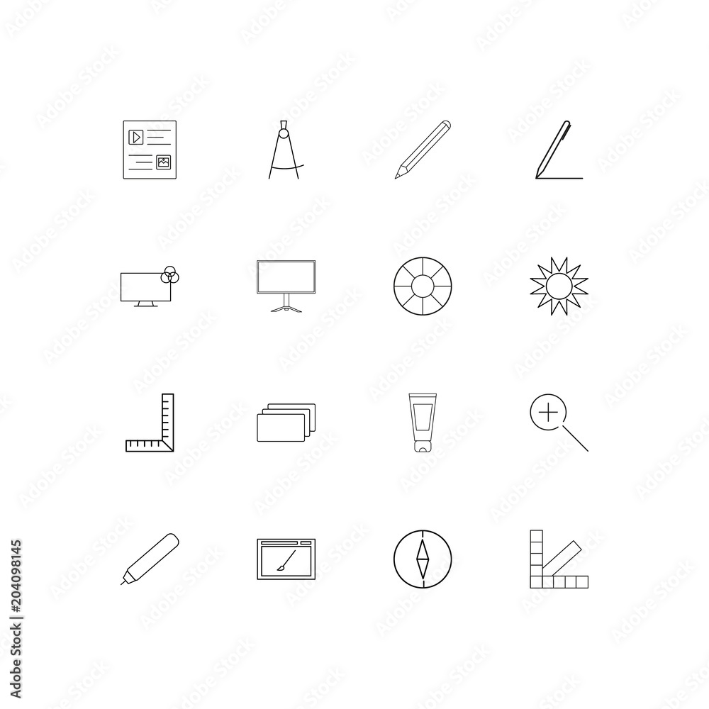 Creative Process And Design linear thin icons set. Outlined simple vector icons