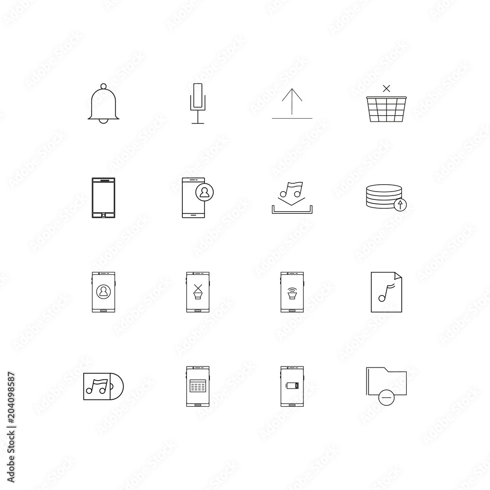 Music linear thin icons set. Outlined simple vector icons Music linear thin icons set. Outlined simple vector icons