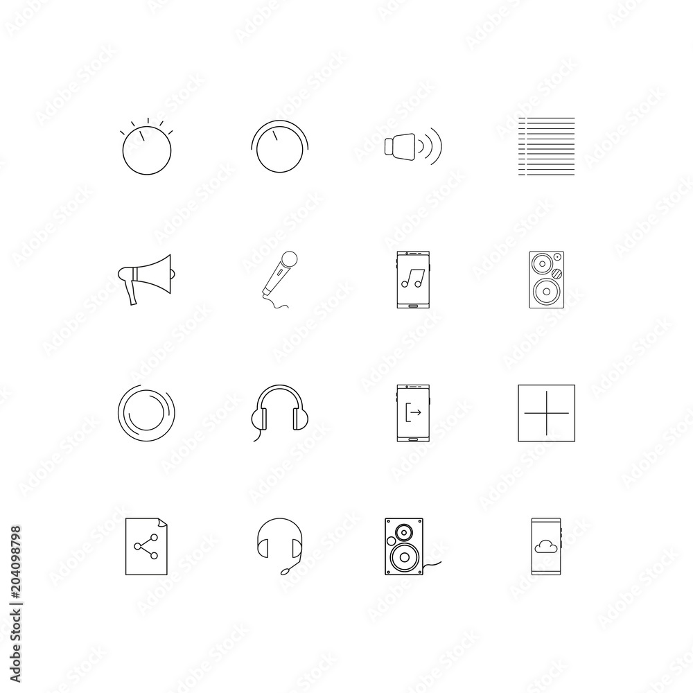 Music linear thin icons set. Outlined simple vector icons Music linear thin icons set. Outlined simple vector icons