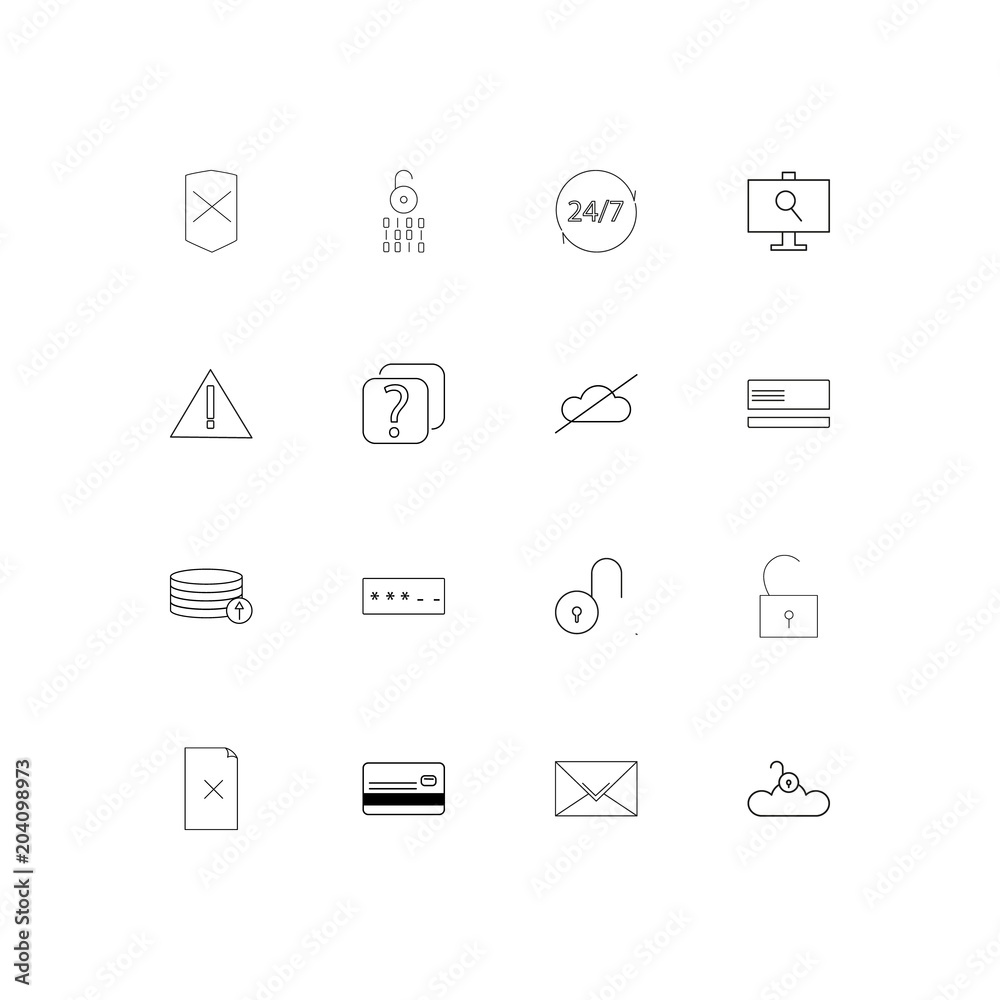 Cyber Security linear thin icons set. Outlined simple vector icons Cyber Security linear thin icons set. Outlined simple vector icons
