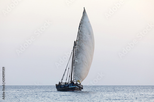 Large dhow carrying cargo, Zanzibar, Tanzania