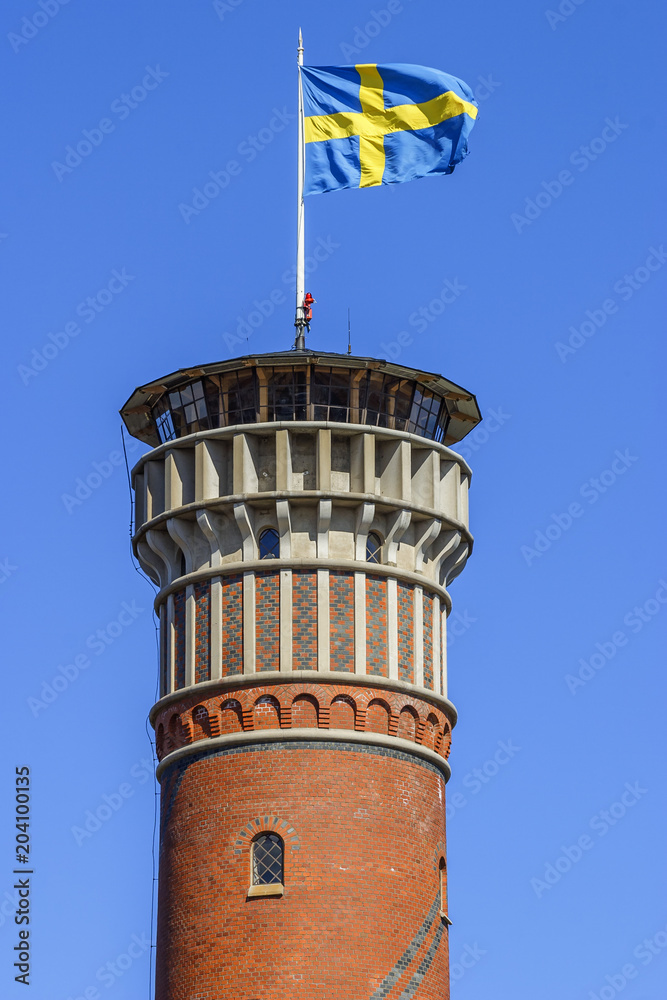 Outlook tower with the Swedish flag