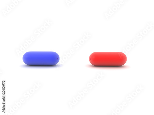 3D illustration of blue and red pill