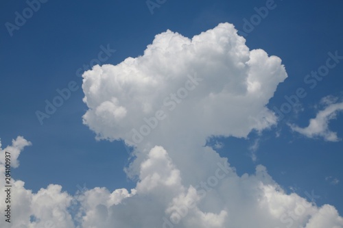 Fluffy Billowy Cumulus Cloud Cap Forming in the Blue Summer Sky in Florida