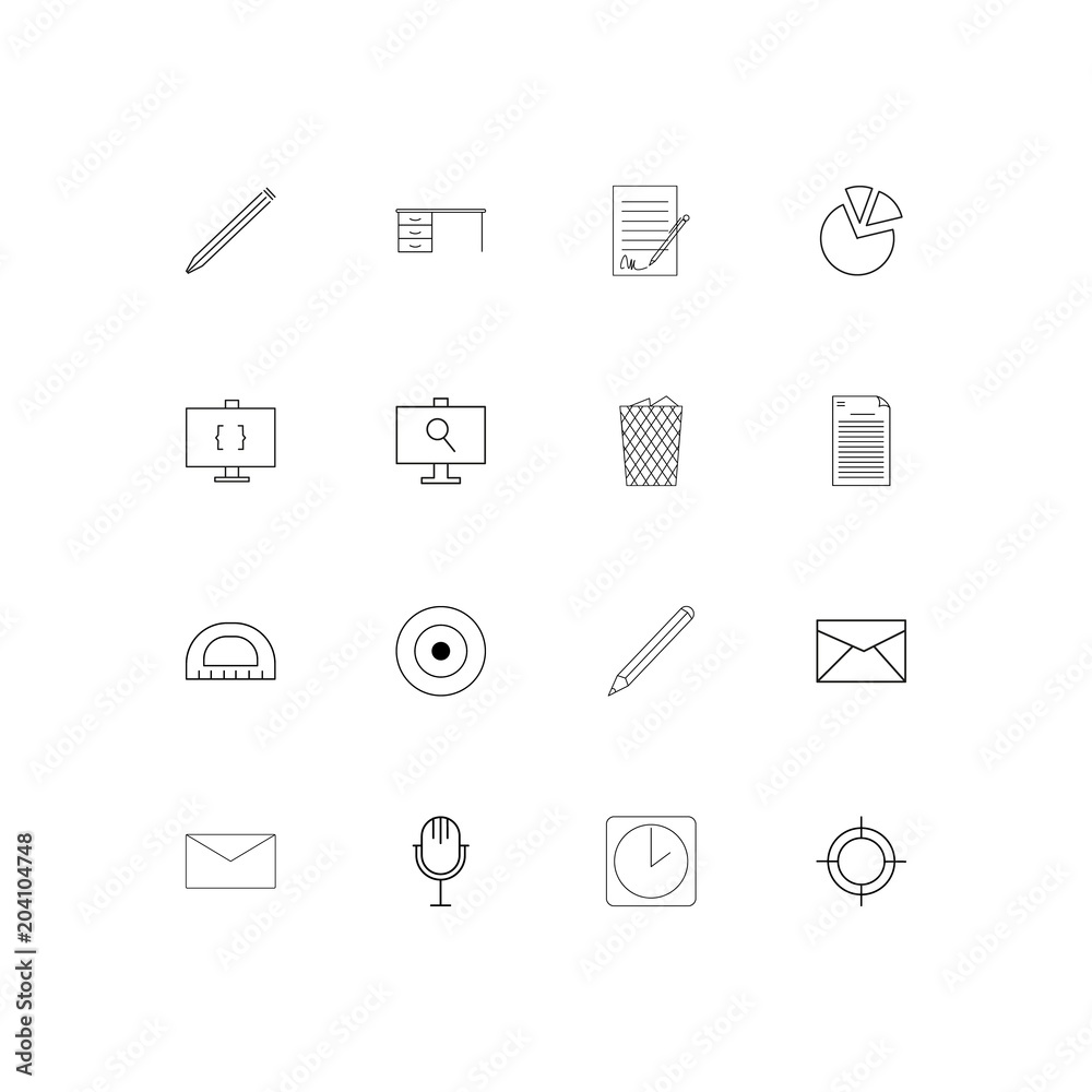 Business And Office linear thin icons set. Outlined simple vector icons Business And Office linear thin icons set. Outlined simple vector icons
