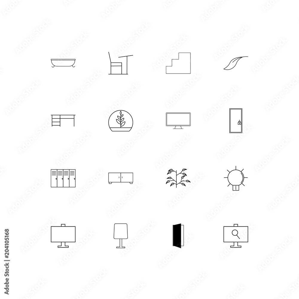 Furniture And Home Accents linear thin icons set. Outlined simple vector icons Furniture And Home Accents linear thin icons set. Outlined simple vector icons