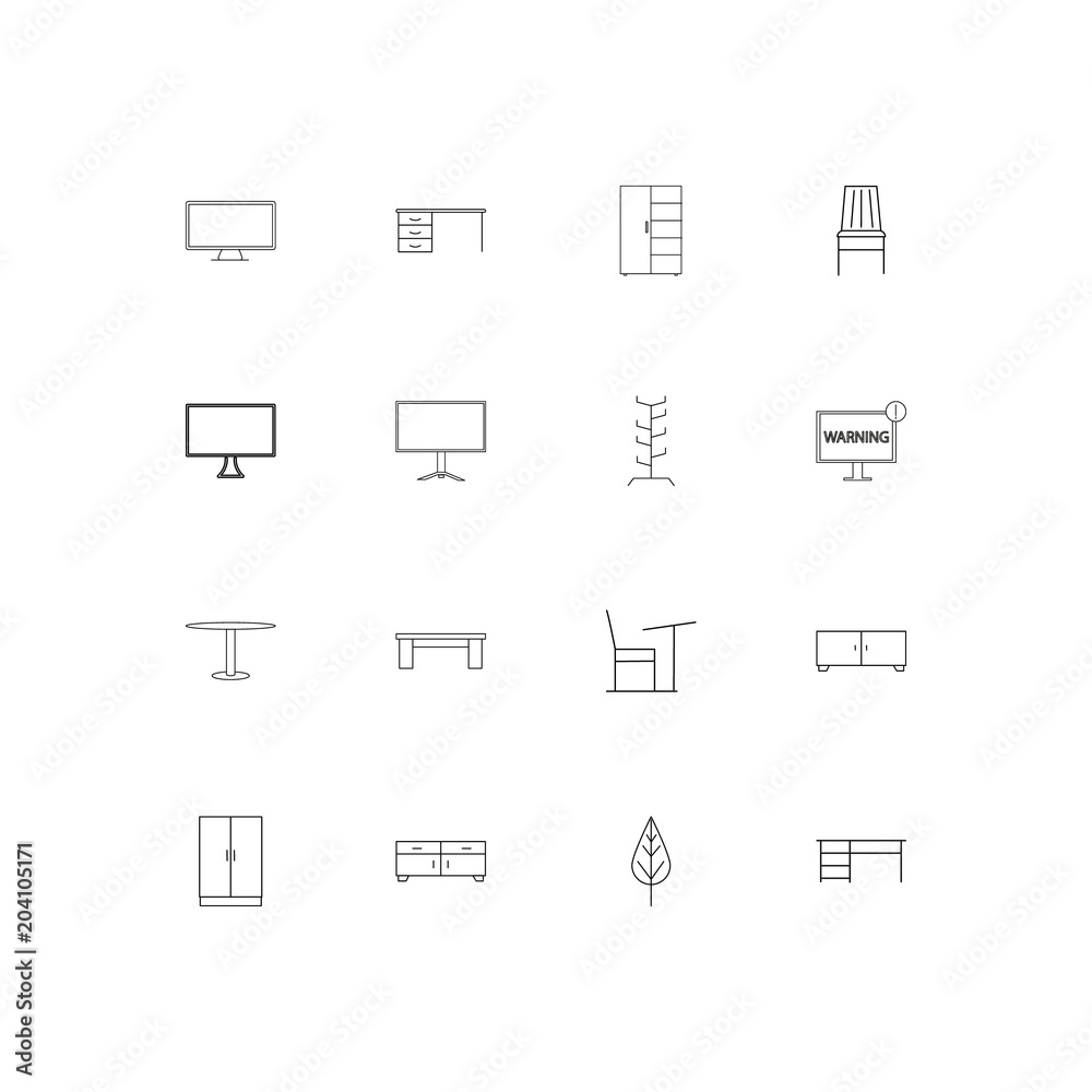 Furniture And Home Accents linear thin icons set. Outlined simple vector icons Furniture And Home Accents linear thin icons set. Outlined simple vector icons