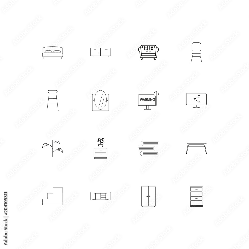 Furniture And Home Accents linear thin icons set. Outlined simple vector icons