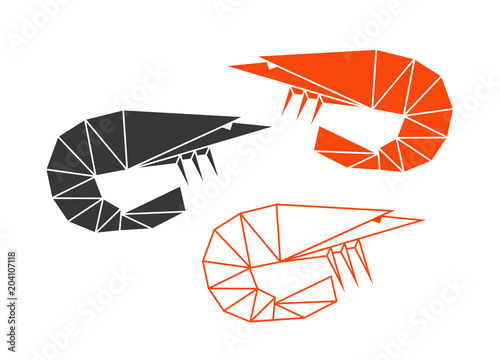 Abstract shrimp. Isolated shrimp on white background