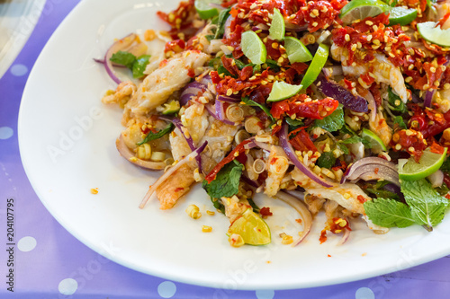 spicy seafood at a market in Thailand