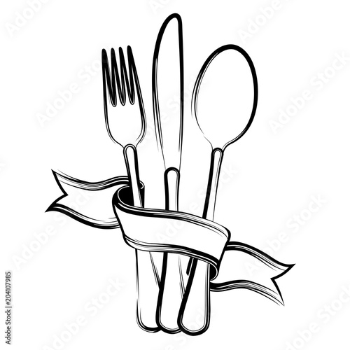 Ribbon, Spoon, Knife and Fork