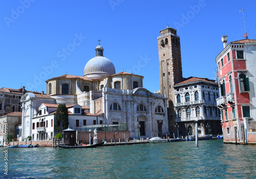 Ancient buildings along Canal Grande in Venice  Italy