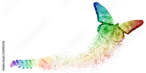 White background of rainbow butterfly transformation liberate human right of LGBT freedom concept. Proud and love to be. Use to celebrate gay pride, coming out of true gender and sexuality equality photo