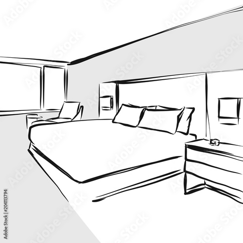 bedroom interior design concept drawing