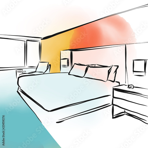 feng shui bedroom concept design sketch