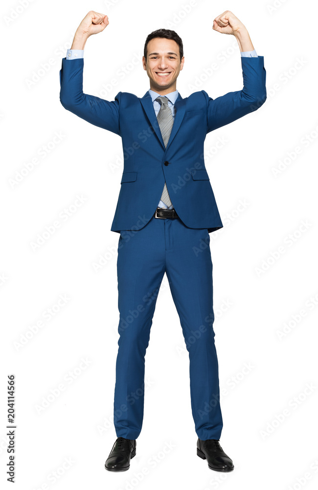 Winner businessman full length portrait