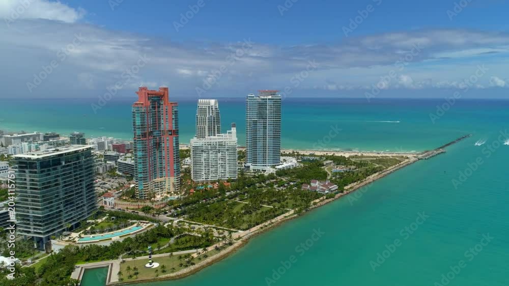 Aerial tour Miami Beach luxury highrise real estate Aerial tour Miami Beach luxury highrise real estate